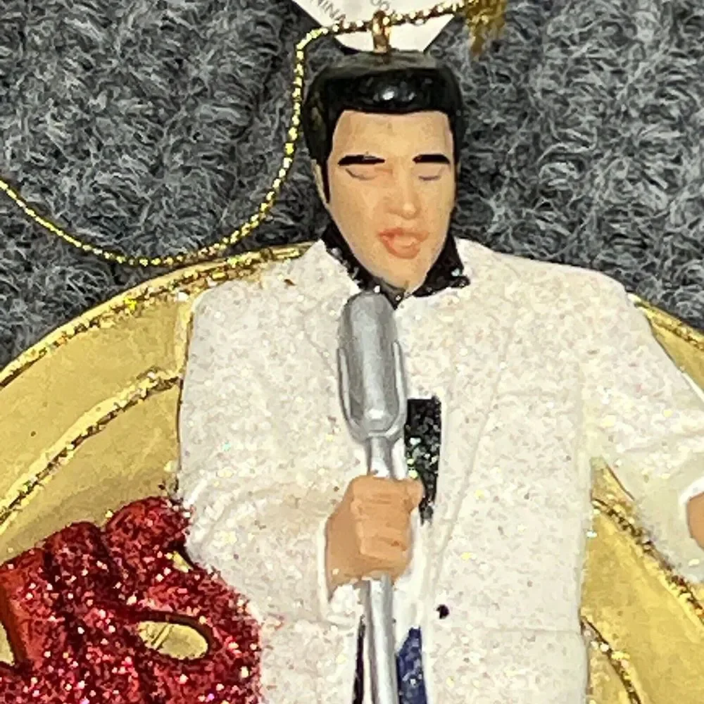 VTG 2002‎ Kurt Adler ELVIS PRESLEY Ornament Christmas Tree 4.5x4 Gold Record 3D